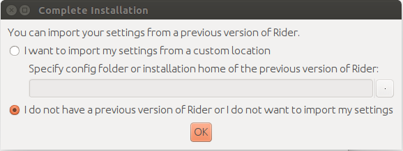 Project Rider import settings