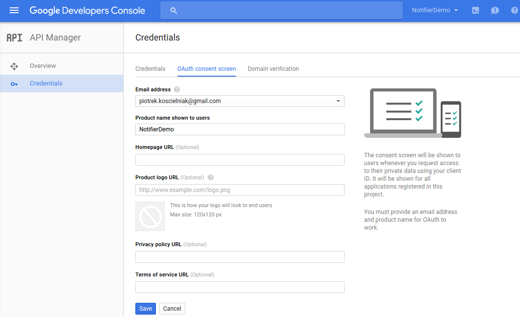 OAuth consent screen