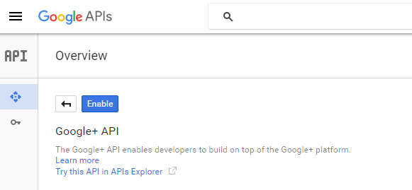 Enabling Google+ API