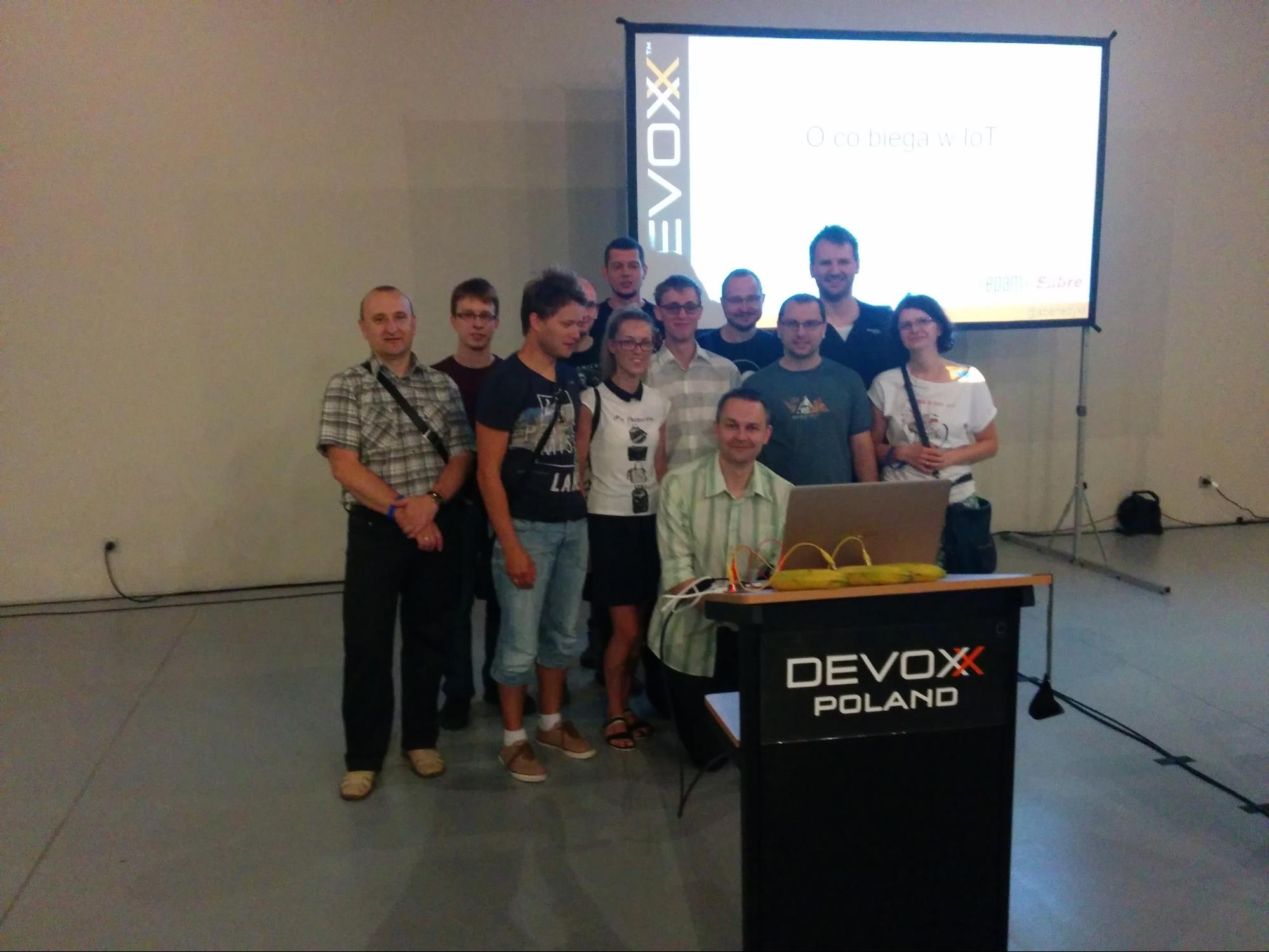 Me and my work mates at Devoxx Poland, after Arek’s speech